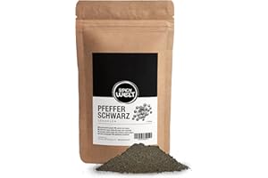 Spicy Welt Schwarzer Pfeffer Gemahlen (250g) – Pfefferpulver – für Suppen, Saucen & Steak, Dressings & Pfanne | Aromatisch, Vielseitig & Fein Dosierbar | 100% Naturrein, Ohne Zusätze