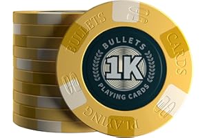 Bullets Playing Cards, 25 x ceramiczny żeton do pokera Richie, wartość 1k (1000), do zestawu do pokera, 10 g, średnica 4 cm (żółty)