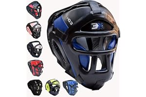 3X PROFESSIONAL CHOICE 3X Sports Caschetto per boxe Guardia per la testa MMA Allenamento Copricapo in pelle di mucca Muay Thai Protezione integrale per il viso Guardia Guance Protezione per le orecchie Kickboxing