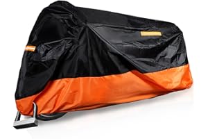Apriciter Motorbike Cover, Motorcycle Cover Heavy Duty 210D Oxford Fabric Waterproof Rain UV Dust Protective Indoor Outdoor Windproof with Lock Holes 265 x 105 x 125 cm XXXL