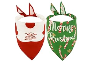 Kuoser Bandany świąteczne dla psa, Świętego Mikołaja, regulowane trójkątne śliniaki dla psów z wzorami świątecznymi, akcesoria i prezent, nadające się do prania, szaliki dla zwierząt domowych, dla