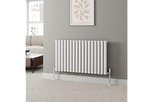 DuraTherm® 600 x 1020mm White Horizontal Designer Radiator Single Column Oval Tube Modern Central Heating Panel Bathroom Radiators