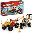 LEGO 71789 NINJAGO Kai and Ras's Car and Bike Battle Set, Ninja Racing Toy for Kids aged 4 Plus Years old with 2 Minifigures and Vehicles from the Dragons Rising Series