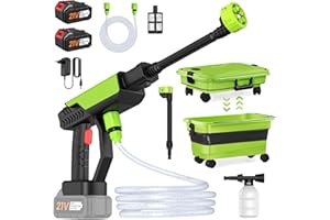 IERAKOR Akku Hochdruckreiniger, 30 Bar Tragbarer Hochdruckreiniger mit 2 x 3.0 Ah Akku, 22L Faltbarer Wassertank, 6-in-1-Multifunktionsdüse, Kabelloser Druckreiniger für Autos, Terrasse, Fenster