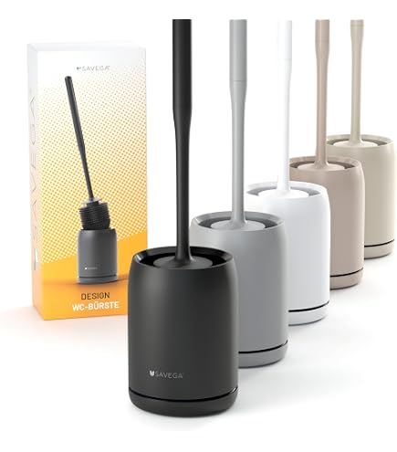 Assiavree Spazzolone Scopino Accessori Bagno Pietra Retro Forma WC in Ceramica Holder Brush Set Spazzola di Pulizia Manico Lungo WC Accessori-6