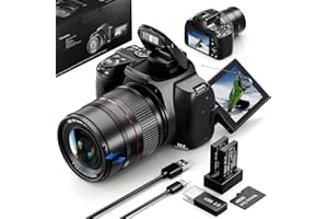 Mo 72MP 4K Digitalkamera mit 12X Optischem Zoom, WLAN, Autofokus & 3-Zoll-Flip-Bildschirm, Digitalkamera für Fotografie & Video, 2 Akkus + 32GB SD-Karte (Schwarz)