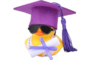 Mwmoeen Diplom Canard en caoutchouc - Cadeau de baccalauréat - Mini canard de remise de diplôme - Décoration de tableau de bord avec chapeau et lunettes - Cadeau pour bachelor, diplômé, maître,