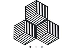 COOMAZY Silikonowe podkładki do blatów kuchennych, maty stołowe, podkładki pod naczynia, wielofunkcyjny uchwyt na garnek, podkładki pod gorące podkładki, podpórka pod łyżkę do gotowania i jadalni (czarny, sześciokątny pasek: 160 x 138 x 8 mm)