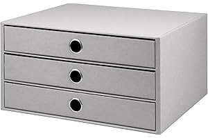 ‎RÖSSLER PAPIER Rössler SOHO 3er Schubladenbox A4 aus Papier | Büro Organizer Schreibtisch| Schubladen Organizer Büro Zubehör & Bürobedarf | Schreibtisch Organizer Box | 34 x 25 x 19 cm | 1 Stück | Farbe: Stone