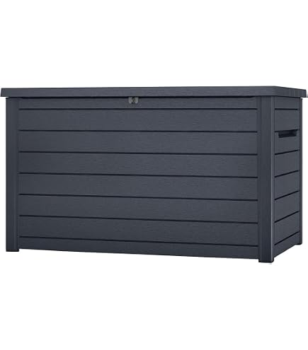 RS Trade Auflagenbox Wasserdicht XXL, 950l, Schwarz, Gartenbox, Aufbewahrungsbox Garten, Kissenbox Outdoor, Gartentruhe, Große Gartenkiste für Polster, Wetterfeste Garten-Aufbewahrung, Polyrattan Garten