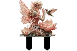 Gxdamxz Elfen Figuren Garten, Fee Gartenfiguren mit Flügeln für Balkon Rasen Hof, Rosa