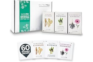 NUTRA TEA NutraTea - The Winter Wellness Gift Box - Herbal Teas Perfect For Wellbeing & Winter Months - Tea Gift Box For Christmas, Get Well Soon & Birthdays - Herbal Tea Gift Set - 60 Tea Bags | 3 Flavours
