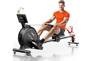 RIKSION Rowing Machine Magnetic Foldable, Fitness Exerciser Indoor Equipment for Home Gym Use, Cardio Training Machine,350LB Capacity with LCD Monitor