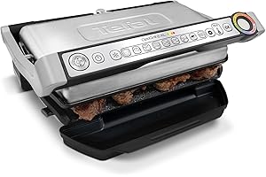 Tefal GC722D40 Optigrill Plus X-Large Grill with 9 Automatic Settings and Cooking Sensor, Non Stick Removable Plates, Automatic Settings and Cooking Sensor, Stainless Steel, Xl