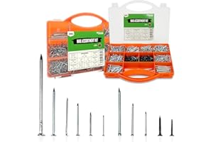 Brackit 2,000 Piece Nail Assortment Set with Storage Case – Including Wire Nails, Brad Nails & Tacks - For DIY, Craft, Masonry, Woodwork, Décor