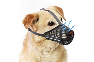 CHALKLIT Dog Muzzle for Large Medium Small Sized Dogs, Soft Mesh Dog Mouth Guard Reflective Large Breathing Hole Full-Covered Adjustable Strap & Elastic Buckle, Breathable Drinkable Anti-Biting Barking Chewing