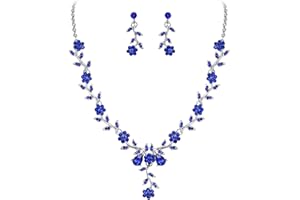 Clearine Donna Matrimonio Gioielli Set Foglia Cluster Fiore Cristalli Ciondolo Collana Orecchini pendenti Set per Sposa Sposa