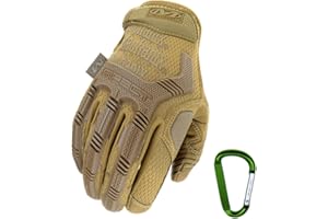 Mechanix Wear + Rt Outdoor Mechanix Wear M-Pact tactique utiliser gant, une protection optimale, le meilleur ajustement respirante + mousquetons Gear, Noir Covert, Multicam, loup gris, taille: S, M,