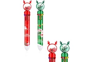 ZZLBZN 10-in-1 Multicolor Christmas Pens, 2 Pcs Retractable Multi Colour Pen, Christmas Presents for Kids School Office Supplies 0.5mm