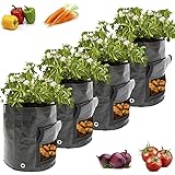 Pflanzen Tasche, 4 Stück Kartoffel Pflanzbeutel, Pflanzsack PE Grow Bag mit Griffe für Kartoffeln, Tomaten, Blumen, Süßkartof