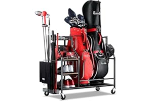 EXTCCT Golf Bags Storage Organizer- Golf Bag Stand for Golf Equipment Accessories, Golf Bag Storage Rack with Wheels, Golf Club, Golf Gear Organisers