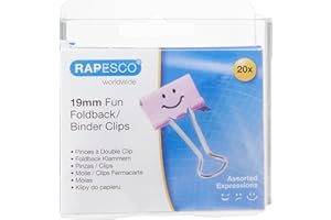 Rapesco 1349 Pinces à Double Clip 19 mm, Rose Pastel, Lot de 20