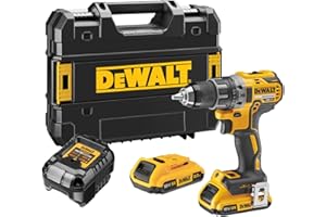 DEWALT XR 18V Taladro Atornillador Sin Escobillas, Ultraligero y Compacto, 2x Baterías 2Ah y Cargador, 70Nm, Luz LED, Maletín Resistente, Herramienta Profesional – DCD791D2-QW