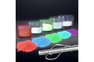 LUMENTICS Premium Leuchtpulver 5er Set - 20g pro Dose Leuchtet im Dunkeln - nachleuchtend - phosphoreszierend - fluoreszierend - UV Pigmente