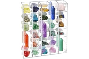 Fhmidic Vitrine murale en acrylique réglable avec dos miroir - Résistante à la poussière - Alternative en verre pour objets de collection - Cristal minéral - 28 x 6,5 x 32,7 cm