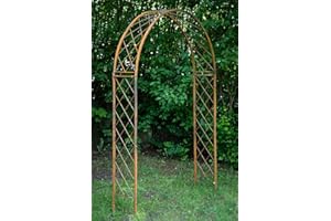 KUHEIGA Rostiger Rosenbogen Metall, B:150cm / H:230cm,/ Tiefe 34cm Rankbogen Rost, Metall-Bogen