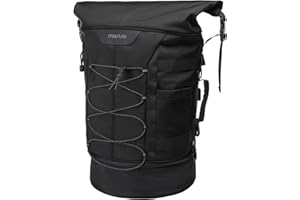 MOSISO Motorcycle Sissy Bar Backrest Bag Travel Luggage Bag, Large Capacity Motorbike Duffle Case Expandable 30L-48L, Motorcycle Gear Tail Pouch with Rain Cover&Shoulder Strap, Black