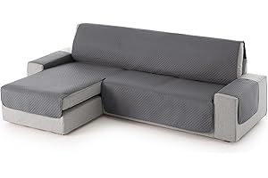 TEXTIL-HOME Textilhome Copridivano 3 Posti con Penisola Sinistra Adele – Trapuntato Reversibile Universale Gray | Copri divano Angolare 200 cm, Salvadivano Antigraffio per Gatti, Antimacchia