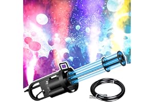 PROPULSION LIFE Pistola de CO2, Pistola de CO2 Gatling de mano, Máquina de chorro de CO2 con 6 perlas de LED, efecto RGB, Adecuada para bodas, bares, fiestas, conciertos de música, Halloween, Navidad