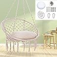 DD DDPA Hammock Chair Macrame Swing with Cushion and Hanging Kits Bohemian Handmade Hanging Hammock Chair for Indoor, Outdoor, Home, Bedroom, Patio, Yard, Porch, Garden - 330 lbs Weight Capacity