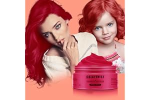 COLAYERIST Rosso Gel Colorato per Capelli Uomo e Donna Lavabile, Colore Temporaneo Capelli per Bambini, Colore Capelli Temporaneo, Crema Colorata Capelli per Feste o Cosplay