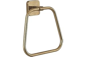 Gedy Tonga Handtuchhalter für Badezimmer, Handtuchring, Handtuchring, Handtuchring, Handtuchhalter ohne Bohren, Mattes Gold, Edelstahl, 17 x 4,6 x 16 cm
