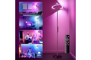 Ehaho RGB Dimmable LED Floor Lamp Warm White Neutral White Cool White RGB Uplighter with Remote Control 1300 lm Multi Colours Floor Lamp for Living Room Bedroom Playroom Office