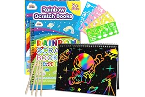 ZMLM Scratch Art for Kids - 2 Pack Rainbow Scratch Books Art and Craft Books Gift for Girls & Boys Ages 4 5 6 7 8 9