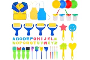 Hanmulee Paint Set for Kids 57 pcs, Kids Paint Brushes Sponge Drawing Tools Kits, Children Early DIY Learning Paint Sets for Kids Arts and Crafts for Toddlers…