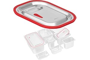 Mahlzeit GN Behälter Deckel mit Silikonrand für GN 1/2 | Edelstahl Gastronomiebehälterdeckel, Behälter-Deckel, Wärmebehälterschutz, Geeignet für 1/2 Gastro-Behälter