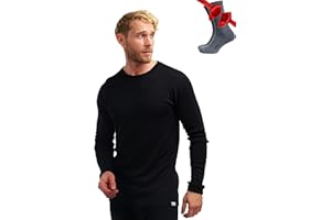 100% Merino Unterwäsche Herren - Merino Langarmshirt Herren Atmungsaktiv Und Feuchtigkeitsableitend + Wollsocken