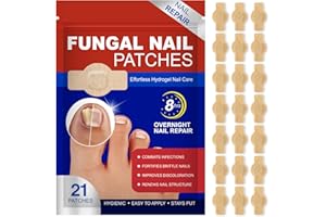 AIKUWWOIRQIA Patchs pour les Mycoses des Ongles (21 pièces), Traitement et Réparation des Mycoses des Ongles des Pieds, Multi-usages pour les Ongles épais, Fissurés et Décolorés, Soin et Réparation des Ongles Abîm