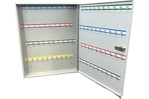 ‎LEOMAR LEOMAR Schlüsselschrank, Schlüsselkasten mit 80 Haken, Schlüsselbox aus Stahlblech, mit Festen Hakenleisten, Organizer zur Wandbefestigung, Abschließbar, mit Montagematerial, 6 x 35 x 42 cm