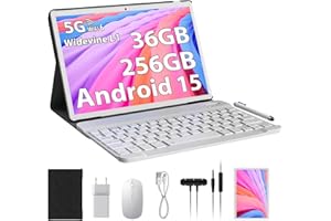 PIXPEAK Tablet 10 Pulgadas Android 15.0 con 5G WiFi 6, 36GB RAM+256GB ROM(1TB Ampliable), Octa Core 2.0 GHz, 8000mAh, 5MP+8MP, FHD, Widevine L1, WLAN, Bluetooth, GPS, Tablet con Teclado (Oro)