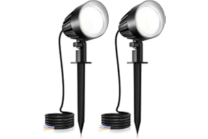 MEIKEE Spot LED Extérieur 7W 2PC Blanc Froid 6500K IP66 Étanche 500LM Éclairage Extérieur LED avec Piquet 85-265V/AC Lampe de Jardin à Piquer pour Terrasse Chemin Arbuste Plante Patio