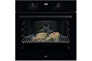 AEG Horno Multifunción TU5AB20WSK, 72 L, Limpieza Aqua Clean, 7 Programas, Ventilador XXL SurroundCook, Cocción Multinivel, Mandos Escamotables, Pantalla LED, Cristal Negro