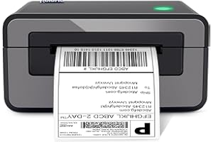POLONO Etikettendrucker, DHL Thermodrucker Labeldrucker, Label Printer Thermodrucker Desktop Etikettendruck für Amazon, Ebay, Etsy & Shopify, DHL ups USB Mac/PC Count, Grau