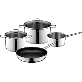 Silit Alicante 4-Piece Induction Saucepan Set Saucepan Set with Glass Lid Polished Stainless Steel Induction Pots Set Uncoated