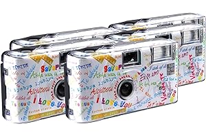 TopShot Pack de 5 caméras jetables avec Flash Motif spécial Mariage I Love You 27 Prises