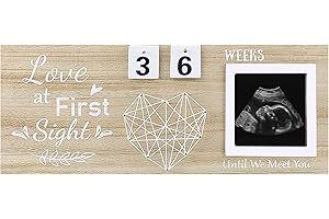 FREE-SPACE La prima cornice per ecografia del bambino Conto alla rovescia Settimane Keepsake Baby Ultrasound Frame Decorazione per la scuola materna Il miglior regalo per la doccia per bambini (Countdown)